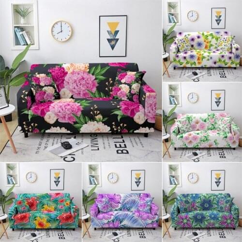 Chinese Rose Flower Sofa Cover Elastic Stretch Sofa Covers For Living Room Sectional Sofa Slipcover Polyester Couch Cover