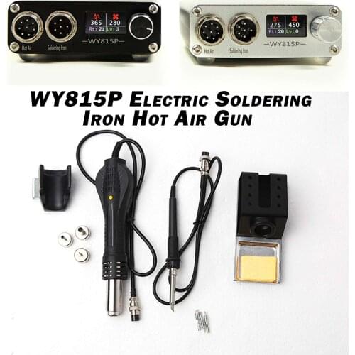 WY815P LED Display Electric Soldering Iron Hot Air Gun T12 Solder Station Kit DIY Rework Desoldering Station Repair Tools 220V