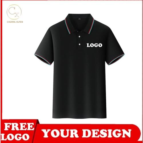 POLO shirt top summer summer dress 8 colors custom logo short sleeve silver bilateral lapel printing DIY brand text