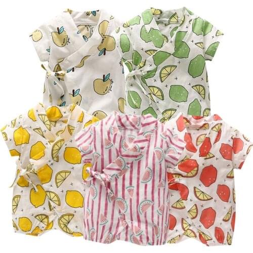 COSPOT Japanse Korean Kimono Baby Girls Boys Summer Body Suit Newborns Kimono Fruit Floral Print Infant Rompers for Newborn 28