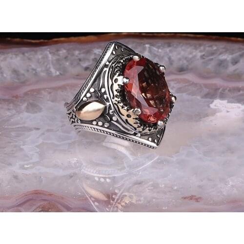 Silver Men Ring Red Eye Zultanite Stone 925 Sterling Silver Exclusve Design Mens Ring Gift for him Ottoman Vintage Style jewelry