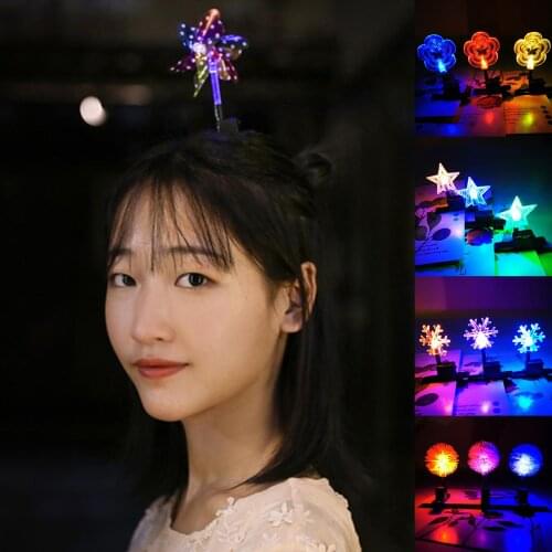 2Pcs Children LED Light Hair Clip Luminous Windmill Cartoon Antler Hairpin Gift Christmas And New Year Childrens Gifts