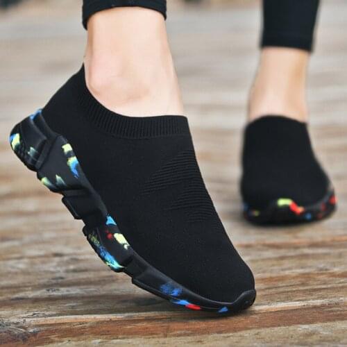 Sneakers Women Shoes Knitting Sock Women Lightweight Casual Slip On Flat Laides Shoes Woman Plus Size Loafers Walking Famela
