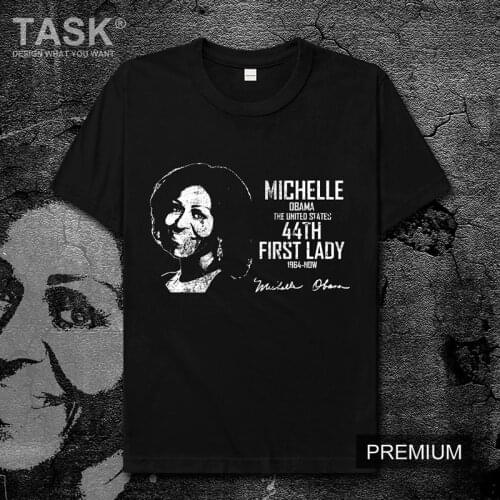 Celebrity Michelle LaVaughn Obama United States lawyer Mrs. President summer cotton new Tops t shirt Short sleeve clothes 01