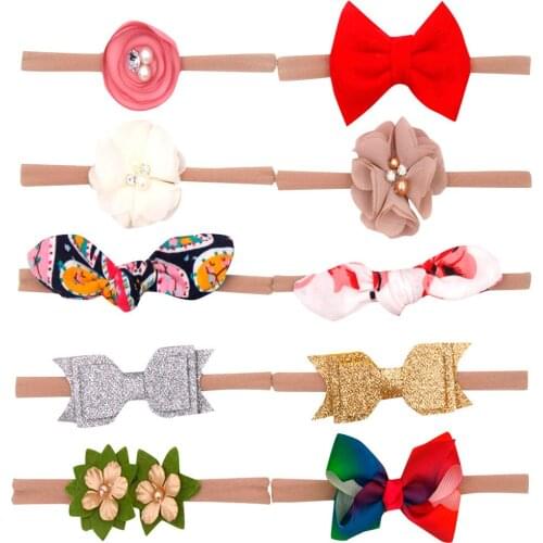 Cute 10pcs/lot Kids Infant Baby Girls Headwear Cute Bow Knot Flower Hairband Toddler Girl Hair Accessories Set Cute Gift Set