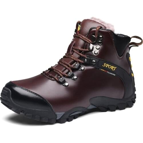 YIQITAZERAR utumn Winter Fashion Men Boots Lace Up Male Style High-Cut Warm Plush Motorcycle Boots Fashion Outdoor Plus Size