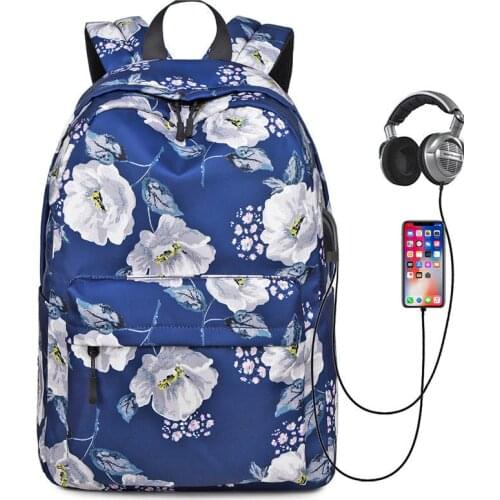 Nylon School Backpacks for Women Bags Ladies Backpack Fashion Designer Female Laptop Backpack Flower Print Teen Girls Book Bags