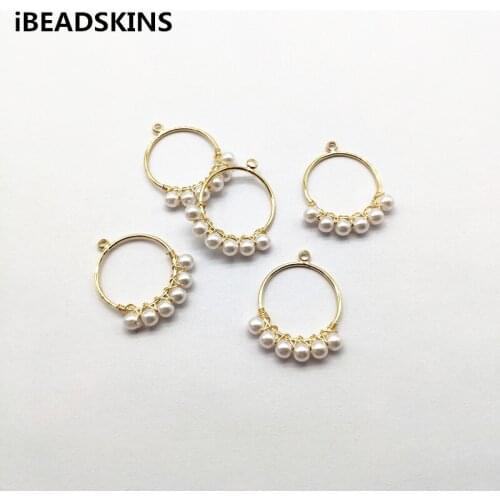 New arrival! 27x23mm 50pcs Copper/Imitation pearl Round shape charm for Earrings parts,hand Made Earrings Findings Jewelry DIY