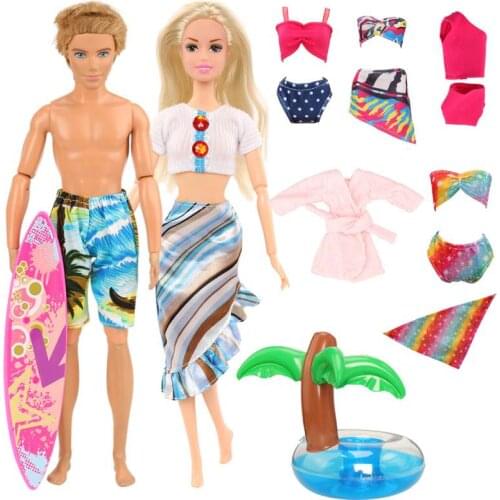 Ken Clothes Doll Accessories Skateboard Rings Kids Toys Summer Skirt Swimsuit Kits For Barbie Doll Clothes DIY Birthday Gift