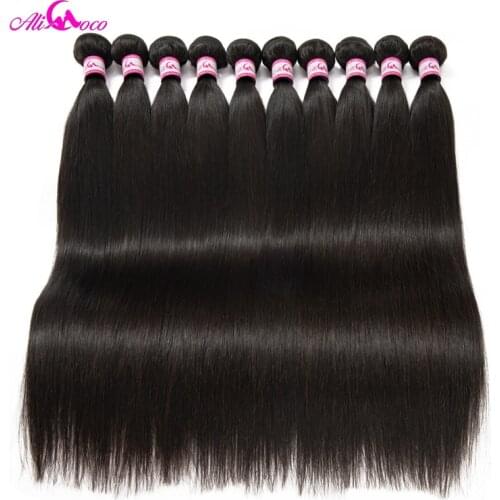 Ali Coco Brazilian Straight Hair 10 Bundles 8-30 Inch 100% Human Hair Weave Bundles Remy Hair Customize Logo