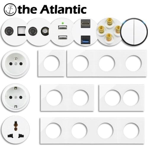 L1 Series- DE EU French Power Socket Switch USB RJ45 HDMI-compatible Function Module Frame DIY Free Combination White Glass