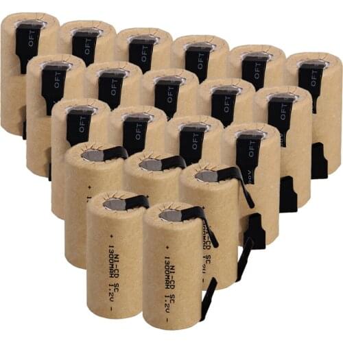 Real capacity 20 pcs SC battery 1300mah 1.2V NICD SUBC batteries 4.25cm*2.2cm for power tools for BOSCH for DEWALT for CASALS