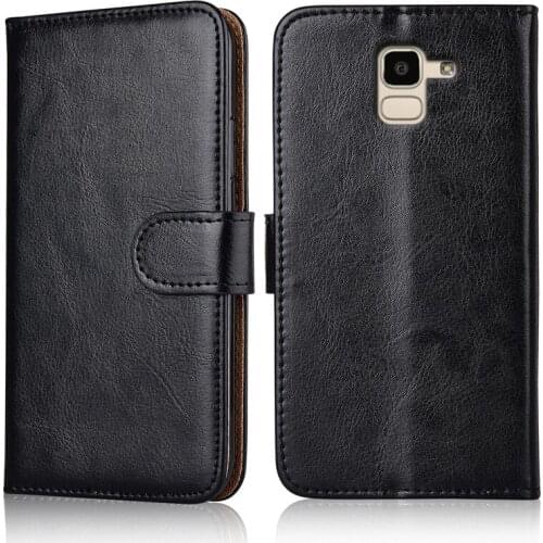 Luxury Flip Book Leather Case for Samsung Galaxy On6 2018 Stand Wallet Phone Bags Cover with Strap