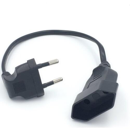 1PCS EU Power Adapter Cord,90 Degree Angled European Round 2Pin Male to Female Plug Power Cable For UPS PDU 0.3M/0.6M