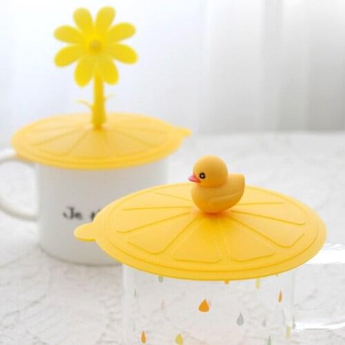 Mug Silicone Cup Cover Heat-resistant Leak Proof Cartoon Lid Cartoon Cute And Dustproof Food Grade Universal Water Bottle Cover