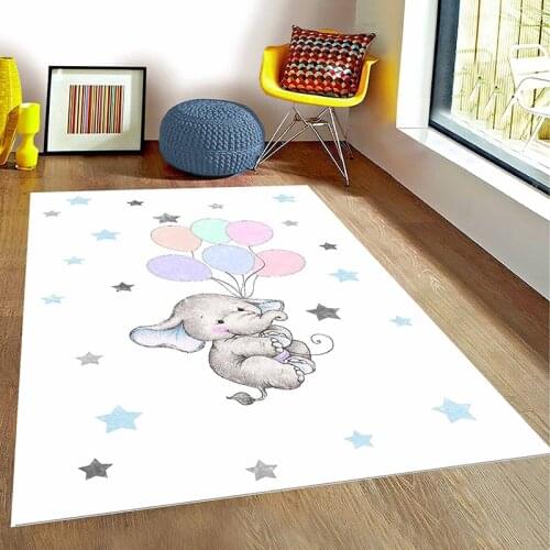 Cute animal pattern kids room carpet, elephant, game mat