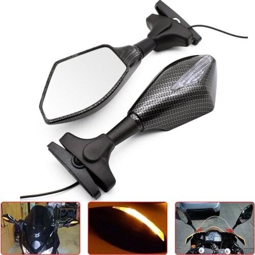 Universal Motorcycle LED Turn Signals Rear View Side Mirrors For Suzuki GSX1250 GSX1400 GSX650F HAYABUSA GSXR1300