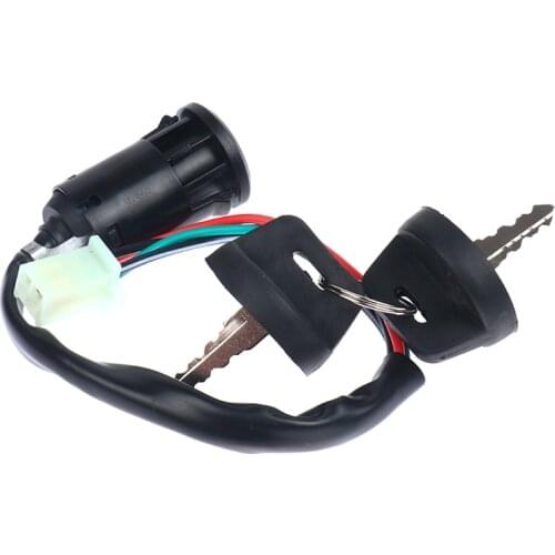 Universal 4 Wires Ignition Barrel Switch With 2 Key For Motorcycle Bike ATV