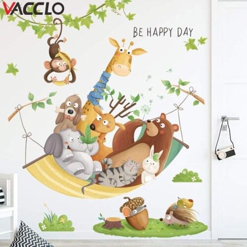 Vacclo Cartoon Giraffe Wall Stickers for Kids Rooms Wall Decor Self-adhesive Vinyl PVC Wall Decals for Nursery Home Decor