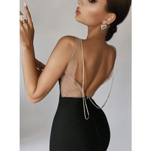 High quality black sexy tight square neckline with backless fashion bandage evening dress