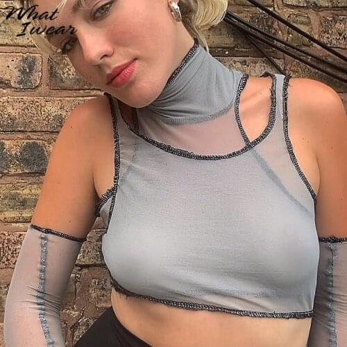 Женские прозрачные майки Whatiwear China At AliExpress