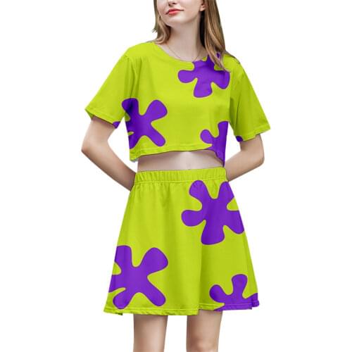 Anime Patrick Star Skirt Elastic Waist Autumn Spring Short Skirts Fashion Harajuku 3D Print Falda Verano 2021 Mujer