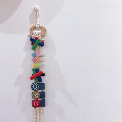 Girls Wooden Hair Clips Holder Cartoon Animals Baby Hairpin Storage Belt Organizer Strip Wall Hanging Ornaments Kids Room Decor