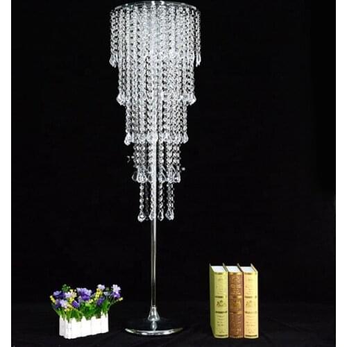 12pcs 110cm tall)Wedding Decoration Centerpiece Sliver Wedding Table Flower Stand Center Pieces with The Acrylic Bead Strands