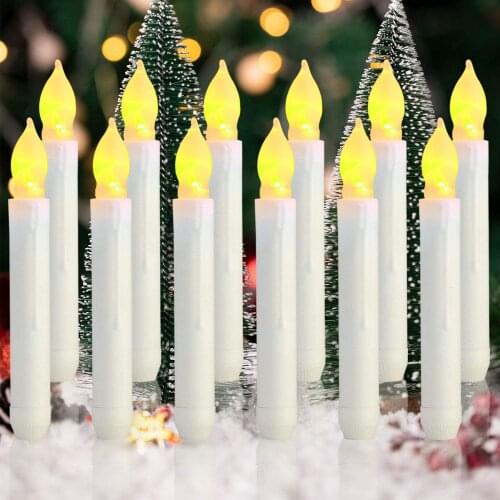 12PCS Flameless LED Taper Candles Lights, Battery Operated Candlesticks with Warm Yellow Flame, Dripless Taper Candles