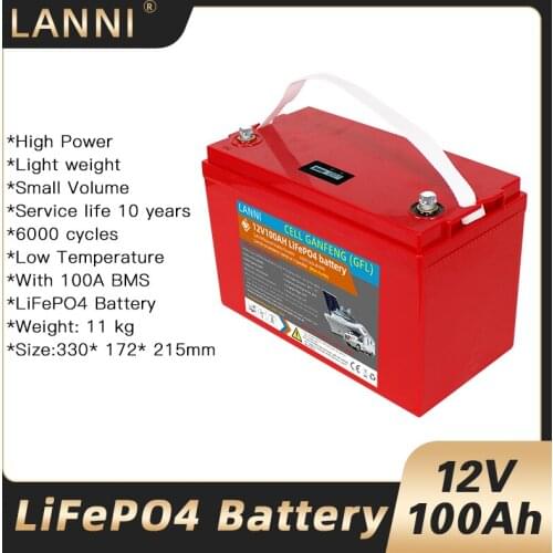 12V 100Ah Rechargeable Battery Pack Lithium Iron Phosphate 32650 LiFePO4 12V Solar Cell