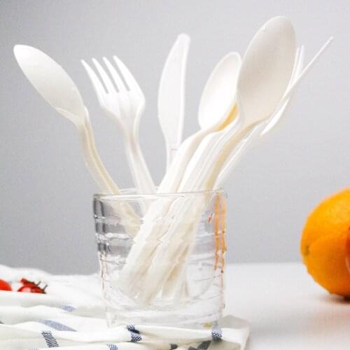 150PCS/Lot Compostable Forks Spoons Knives Cutlery Combo Set Large Disposable Utensils Eco Friendly Durable Tray