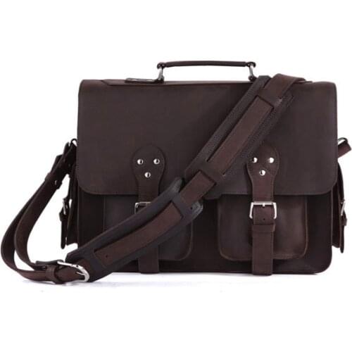 16" Briefcase Man Fashion Genuine Leather Men Bag Famous Brand Shoulder Bag Messenger Bags Causal Handbag Laptop Briefcase Male