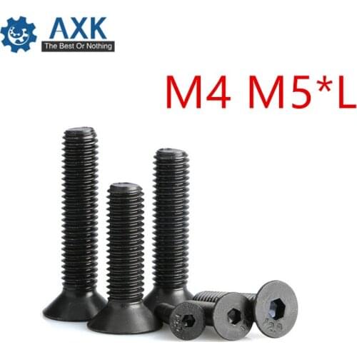 200Pcs DIN7991 ISO1064 M4 M5*L Black SHCS Grade 10.9 Countersunk Head Flat Socket Cap Screw Machine Screws Bolts