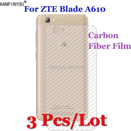 3 Pcs/Lot For ZTE Blade A610 A 610 A610T BA610 5.0" 3D Non-slip Clear Carbon Fiber Back Film Screen Protector Protective Sticker