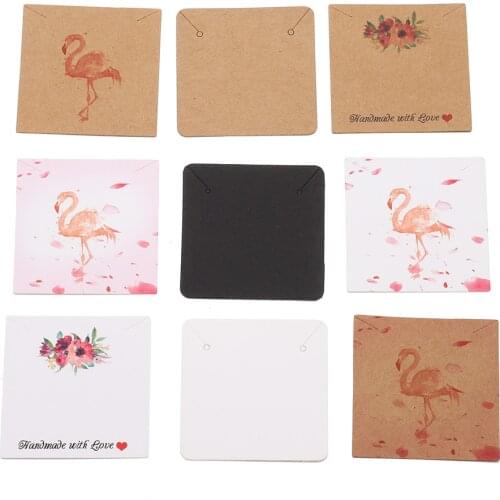 30Pcs/lot 5*5cm Flower Kraft Paper Hanging Card Square Display Card For DIY Jewelry Crafts Making Display Card Tools