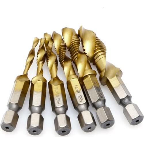 39XA 1PC Hex Shank M3-M10 Titanium Plated HSS Hand Screw Thread Metric Tap Drill Bits
