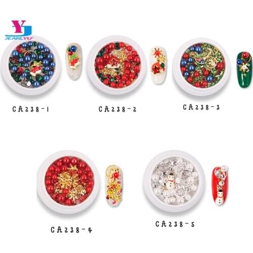 5Styles Christmas Nail Decorations Snow Flower Elk Gift Manicure Decoration Beauty Tool DIY Makeup Nail Colorful Design 3D Bling