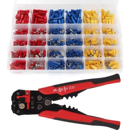 500pcs Cold Pressing Terminal Connector Set Box Combination Multi-function Crimper Plier Tool Wire Stripper 12-10AWG 4.0-6.0mm
