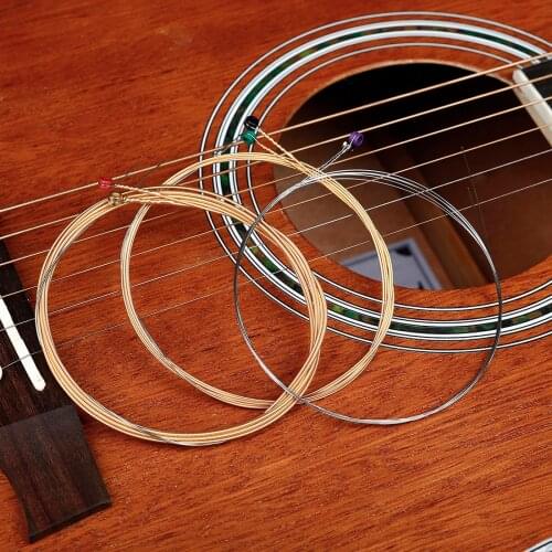 6pcs/set Acoustic Flok Guitar Strings 012-053 Inch Steel Core Phosphor Bronze Color Alloy with Proprietary Anti-Rust Coat