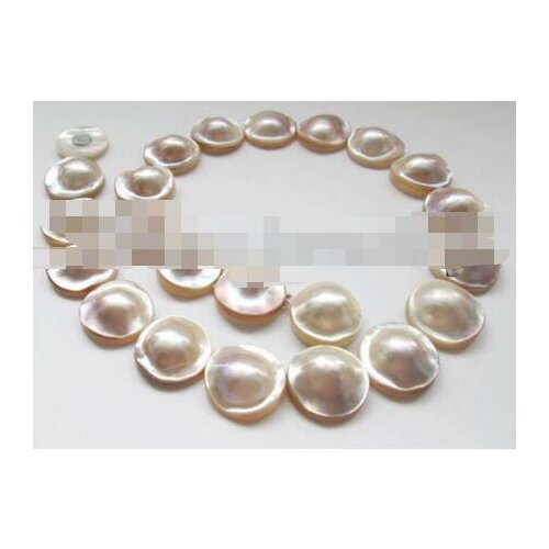 Free shipping >>>>18" 22mm natural white south sea blister Mabe pearl necklace