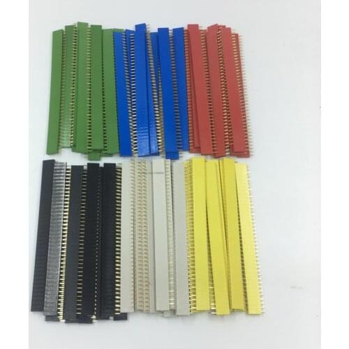 Free shipping 60PCS 2.54MM pitch color single row female pin header socket 1*40 red yellow blue white green black row seat 40Pin