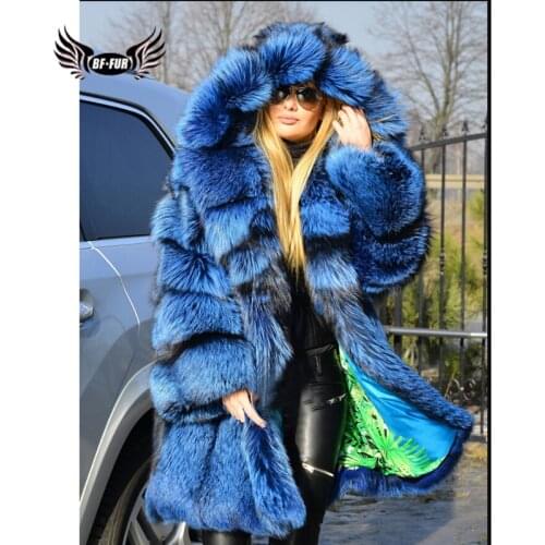 BFFUR Fashion Womens Natural Fox Furs Coat Real 2020 Winter Palace New Genuine Leather Jacket Female With Big Fur Hood Full Pelt