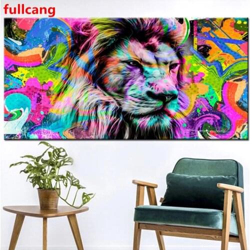 Large Diamond Painting Fantasy Abstract Lion Rainbow Hobby Art 5D DIY Full Drill Diamond Mosaic Animal Home Decoration JX2467