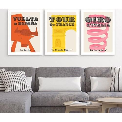 Grand Tour Cycling Poster Art Prints Cycling Race Canvas Painting Modern Retro Wall Picture Gym Boy Room Decoration