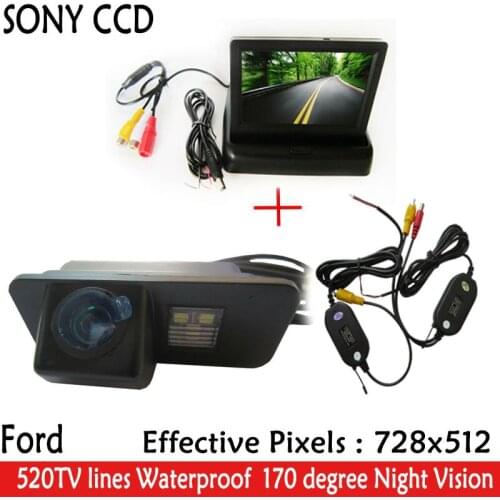 CCD WIFI camera Monitors System, LED Night Vision 170 Car Rear View Camera With 4.3 inch Car Rearview Mirror Monitor for Ford