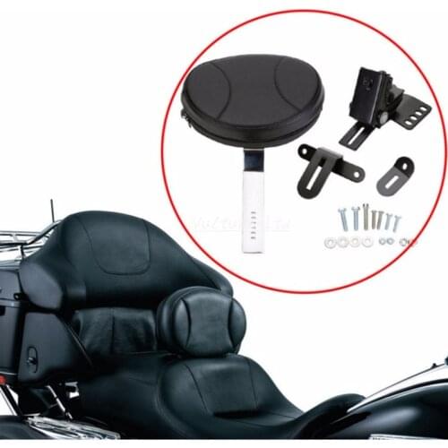 Motorcycle Black Adjustable Plug In Driver Rider Backrest Kit For Harley Touring FLTR FLHT FLHR 1997-2017