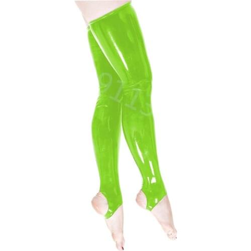 Pure Latex Stocking Women Apple Green Socks Over the Knees Foot Stockings Size S-XXL