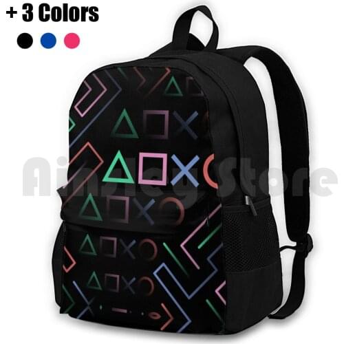 Digital Classic Gamer Icons Pop Art Outdoor Hiking Backpack Waterproof Camping Travel Synthwave Retrowave Dreamwave Minimal Rad
