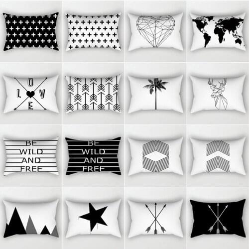 Black White Geometric Cushion Cover Throw Pillows Polyester Decorative Pillowcase 30x50 Nordic Style Home Decor Pillow cases