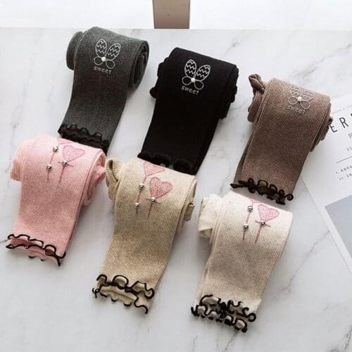 Kids Leggings 2019 New Spring Autumn Cute Beading Love Print Pants Elastic Girls Leggings Cotton Children Pants Baby Clothes